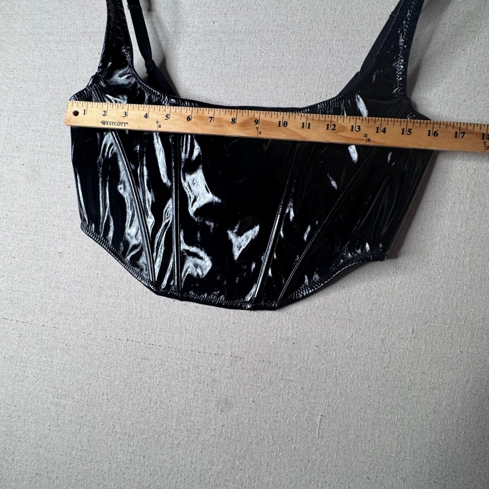 Out From Under Patent Leather Corset Top Black Boned Large Y2K - Picture 5 of 7